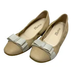 【美品】エレガンス卑弥呼 (24.5) パンプス フラットシューズ スリッポン リボン ギャザー 本革 レザー 希少デザイン