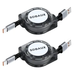 【在庫処分】SDBAUX 巻き取りUSB Type C ケーブル QC3.0対応高速充電 データ転送Car Carplay iPhone 17 16 15 Pro Max Galaxy Sony Xperia/Samsung/Asus Zenfone/Fuji