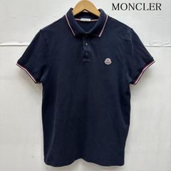 モンクレール　ポロシャツ　ネイビー　Lサイズ　2T1048 MONCLER (モンクレール) 袖ライン ワンポイント 半袖 ポロシャツ
