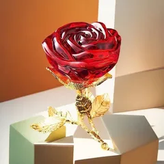クリスタルローズ 薔薇 バラ ローズ 装飾品 クリスタル バラのオーナメント 彫刻 インテリア雑貨 インテリア 雑貨 オーナメント 小物 置物 エレガント アート シック 誕生日プレゼント 結婚記念日