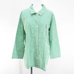 ツモリチサト スリープ tsumori chisato SLEEP ワコール ギンガムチェック柄 セットアップ パジャマ ナイトウェア 長袖 シャツ ロングパンツ 160 緑系 グリーン 日本製