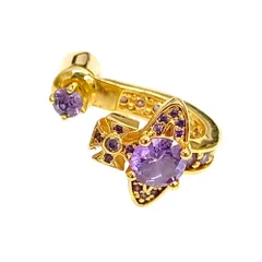 ヴィヴィアンウエストウッド Vivienne Westwood シングルピアス フープ アメジスト ピアス ゴールドカラー  【中古】JA-22930