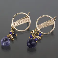 アガット ピアス K10PG アイオライト ラピスラズリ  E1193