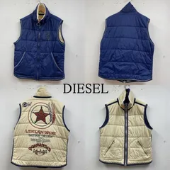 DIESEL ディーゼル ベスト 薄手中綿 ナイロン ベスト リバーシブル ジップアップ ロゴ 刺繍