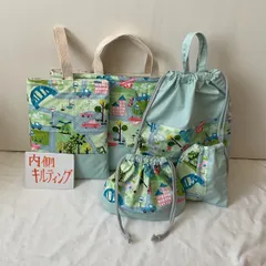 北欧車柄入園入学5点セットハンドメイド男の子　レッスンバッグ　シューズケース　お着替え袋　コップ袋　お弁当袋　キルティング