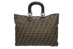 FENDI フェンディ ハンドバッグ トートバッグ ズッカ柄 26329 キャンバス レザー ブラウン シルバー金具 美品 中古 4b008638