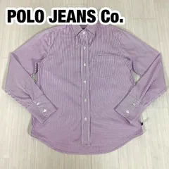 POLO JEANS Co. RALPH LAUREN ポロジーンズ 長袖 ブラウス シャツ S ロンドンストライプ パープル× ホワイト 国旗タグ 胸ポケット パートナー21 着丈62.5cm 肩幅38.5cm 身幅(脇下)45cm 袖丈56.5cm【古着】
