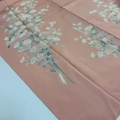 裄66 付け下げ 正絹 紋なし 友禅 縮緬 パールトーン加工 美しい花 袷 着物 MK-673