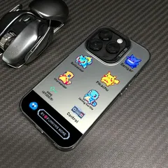 iPhone17 ピクセル風ポケモン iPhone ケース レトロゲームデザイン クリアブルー アイフォンカバー（多モデル対応）