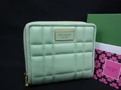 ■極美品■ kate spade ケイトスペード レザー 二つ折り 財布 ウォレット レディース ライトグリーン系 BM9489