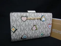 ■新品■未使用■ MICHAEL KORS マイケルコース トランプ柄 二つ折り 財布 ウォレット レディース アイボリー系 BM9657