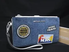 ■新品同様■ MICHAEL KORS マイケルコース ジェット セット トラベル デニム 二つ折り 財布 ウォレット レディース ブルー系 BM9659