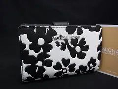 ■新品■未使用■ MICHAEL KORS マイケルコース ジェットセット トラベルフローラル レザー 二つ折り 財布 ブラック系 BM9704