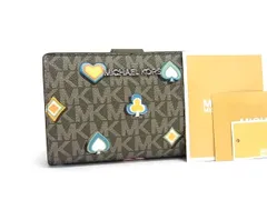 ■新品■未使用■ MICHAEL KORS マイケルコース MK柄 PVC 二つ折り 財布 ウォレット レディース カーキ系 BM9711