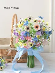 そら咲くブーケ　ウェディングブーケ　ブートニアセット　カラフルブーケ