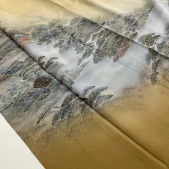 手描き 付け下げ 正絹 紋なし 美しい風景 袷 着物MK-678