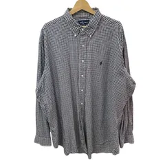 90's vintage 90年代 ヴィンテージ Ralph Lauren ラルフローレン BLAKE ギンガムチェックシャツ ポニー刺繍 長袖 シャツ ボタンダウン ワンポイント刺繡 オーバーサイズ フィリピン製 XXLサイズ  ブルー ブラック ホワイト