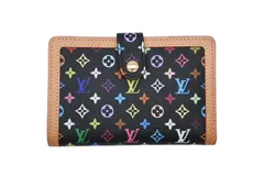 新品同様 LOUIS VUITTON ルイヴィトン ポルトフォイユ ヴィエノワ 二つ折り財布 PVC ヌメ革 M92988 マルチ ノワール 中古 4b008778