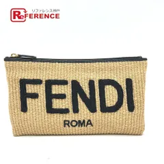 FENDI フェンディ クラッチバッグ ロゴ 8N0149 ラフィア ベージュ