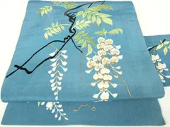 平和屋着物●アンティーク　大正ロマン　九寸名古屋帯　総刺繍　枝垂れ藤　金糸　正絹　逸品　DAAX3605az