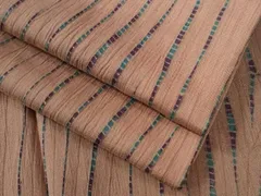 平和屋着物●上質な紬　杢目絞り　変わり縞　正絹　逸品　CAAW8742yc