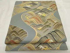 平和屋着物○六通柄袋帯 唐織 立波文 金糸 正絹 逸品 CAAZ0323dy