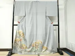 平和屋着物●豪華色留袖　駒刺繍　扇面飛鶴牡丹花文　暈し染め　金彩　ロング丈　正絹　逸品　CAAZ2805yc 平和屋着物○豪華色留袖 駒刺繍 扇面飛鶴牡丹花文 暈し染め 金彩