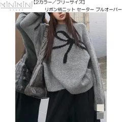MINIMINISTORE リボン柄ニット セーター プルオーバー レディーストップス 韓国風 春秋冬 柔らかい 体型カバー きれいめ 着回し おしゃれ 大人可愛い 99BDFS-006