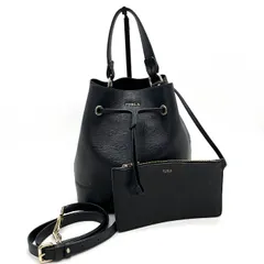 【中古】美品 FURLA フルラ ステイシー ロゴ 2way ポーチ付 レザー ハンド ショルダー バッグ eH1013A