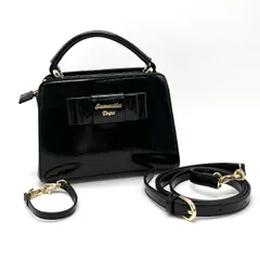 【中古】美品 Samantha Vega サマンサベガ フロントリボン ベルト 2way パテント レザー ハンド ショルダー バッグ eH1023A