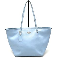 COACH トートバッグ ライトブルー レザー - メルカリ