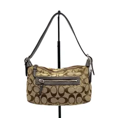 【中古】良品 COACH コーチ シグネチャー キャンバス ワン ショルダー バッグ eY10178N
