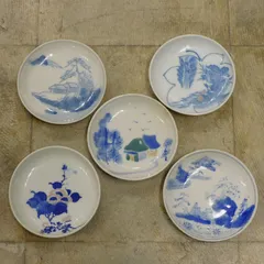 骨董 小皿 まとめ売り 5枚　M-00563 / 赤絵 印判皿 染付皿 和皿 伊万里焼 有田焼 古道具 アソート まとめて
