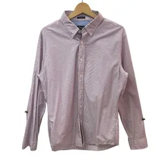 Abercrombie & Fitch SUPER SLIM アバクロンビーアンドフィッチ ストライプシャツ 長袖 シャツ ボタンダウン ベトナム製 Lサイズ レッド ホワイト