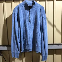 650 Columbia ハーフジップ トレーナー ブルー M コロンビア スウェット ワンポイント 刺繍ロゴ アウトドア 古着卸 アメリカ仕入