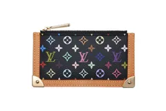極美品 LOUIS VUITTON ルイヴィトン ポシェットクレ コインケース ブラック マルチカラー 村上隆 M92654 ゴールド金具 中古 4b008774