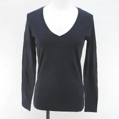 ラルフローレン RALPH LAUREN 長袖 Tシャツ カットソー ロンT Vネック M 紺系 ネイビー 無地