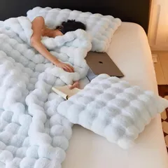 毛布 ふわとろ毛布 ブランケット ひざ掛け [TV・SNS 2024年新デザイン 表裹もラビットファー調毛布] 二枚合わせ あったか ラグジュアリーウォーム 秋冬掛け毛布 厚手 もこもこ 暖かい もうふ 掛け毛布 毛抜けない 静電気防止 肌ふとん 柔らかく ふ