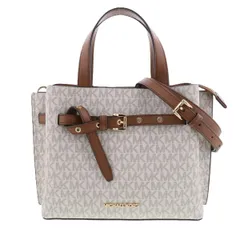 Michael Kors マイケルコース 2WAY エミリア SM サッチェル ハンドバッグ 35H0GU5S1B レディース PVCコーティングキャンバス/レザー ホワイト/ブラウン【中古】