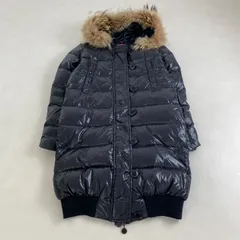 モンクレール　ダウンコート　ファー付き　ワッペン　ブラック　サイズ0　MONCLER　S・M相当