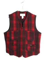 【お得なクーポン配布中!】 80s USA製 エルエルビーン フルジップ ウール ベスト メンズ M / ヴィンテージ アウトドア オンブレ チェック シンチバック 重ね着 前開き