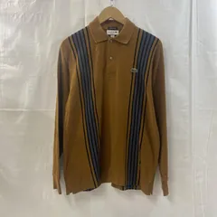 LACOSTE ラコステ ポロシャツ 長袖 長袖ポロシャツ ポイントストライプ classic fit ブラウン×グレー US:S