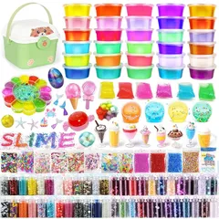 Funk Doggie スライム キット 水晶粘土 37個 DIY ねんど セット おもちゃ 手作りツール 金魚鉢ビーズ 果物切片 カラフルフォーム紙吹雪 粘土遊び りクリスタル粘土 slime 1