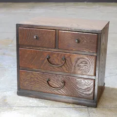 ★時代家具調★小抽斗★小箪笥 和箪笥 整理箪笥 小引き出し 和室 古民具★585h23 時代家具調 欅材 車箪笥 和タンス 小箪笥 抽斗 引き出し6杯 帳簿入れ