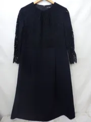 23区 ワンピース ネイビー 紺色 レディース 切替 レース 後ろファスナー サイズ40  パーティ フォーマルドレス 結婚式 中古品