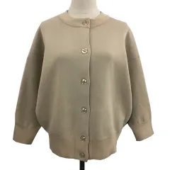 ブージュルード Bou Jeloud カーディガン セーター ニット クルーネック 2WAY 無地 長袖 FREE ベージュ