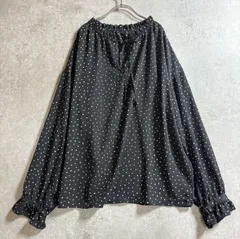 niko and... ニコアンド 黒ドット柄　シアー半袖　ブラウス サイズ4 ブラック　長袖ブラウス　トップス スタンドカラー