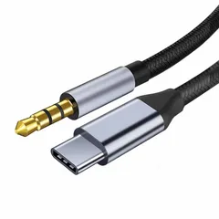 【人気商品】TRkin Type C to 3.5 mm Auxオーディオケーブルオーディオ変換ケーブル高耐久性ナイロン編み車載用HIFI音質USB-C機器/ヘッドホン/ホームステレオ/カーステレオ/スピーカー等対応（シルバーグレー1 M）