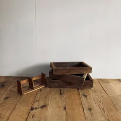 4点セット 木箱 ボックス 本立て 道具箱 ケース 収納 無垢材 DIY  y15