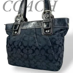 【B3698】COACH コーチ トートバッグ プリーテッド 肩掛け シグネチャー キャンバス ジャガード レザー ブラック A4収納 ウィメンズ